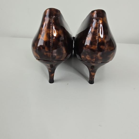 New Vionic Josie Kitten Heel Patent Leather Tortoise Print 9.5W Careerwear Chic - Picture 7 of 12